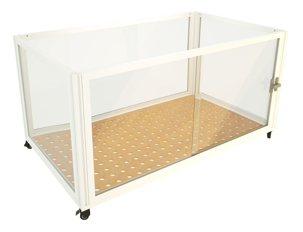 Cage di allenamento per animali bianchi Cage per cani in metallo con porte scorrevoli a 4 ruote Design portatile